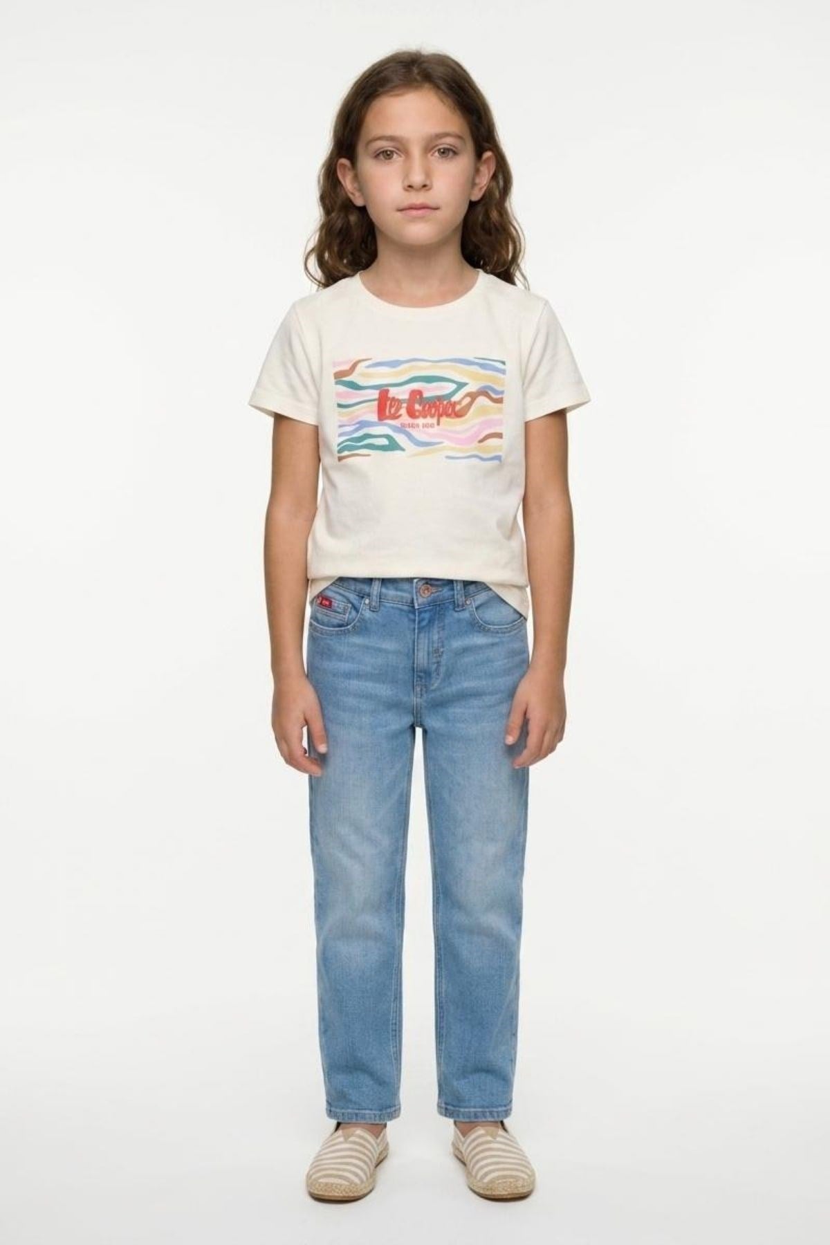 ZEBRANA Kız Çocuk Baskılı Bisiklet Yaka T-Shirt Ekru