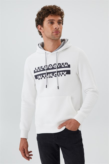 Tess Erkek Kapüşonlu Sweatshırt Off Whıte - Lee Cooper Türkiye