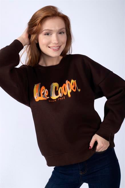 Tila Kadın %100 Pamuk O Yaka Sweatshirt Kahve - Lee Cooper Türkiye