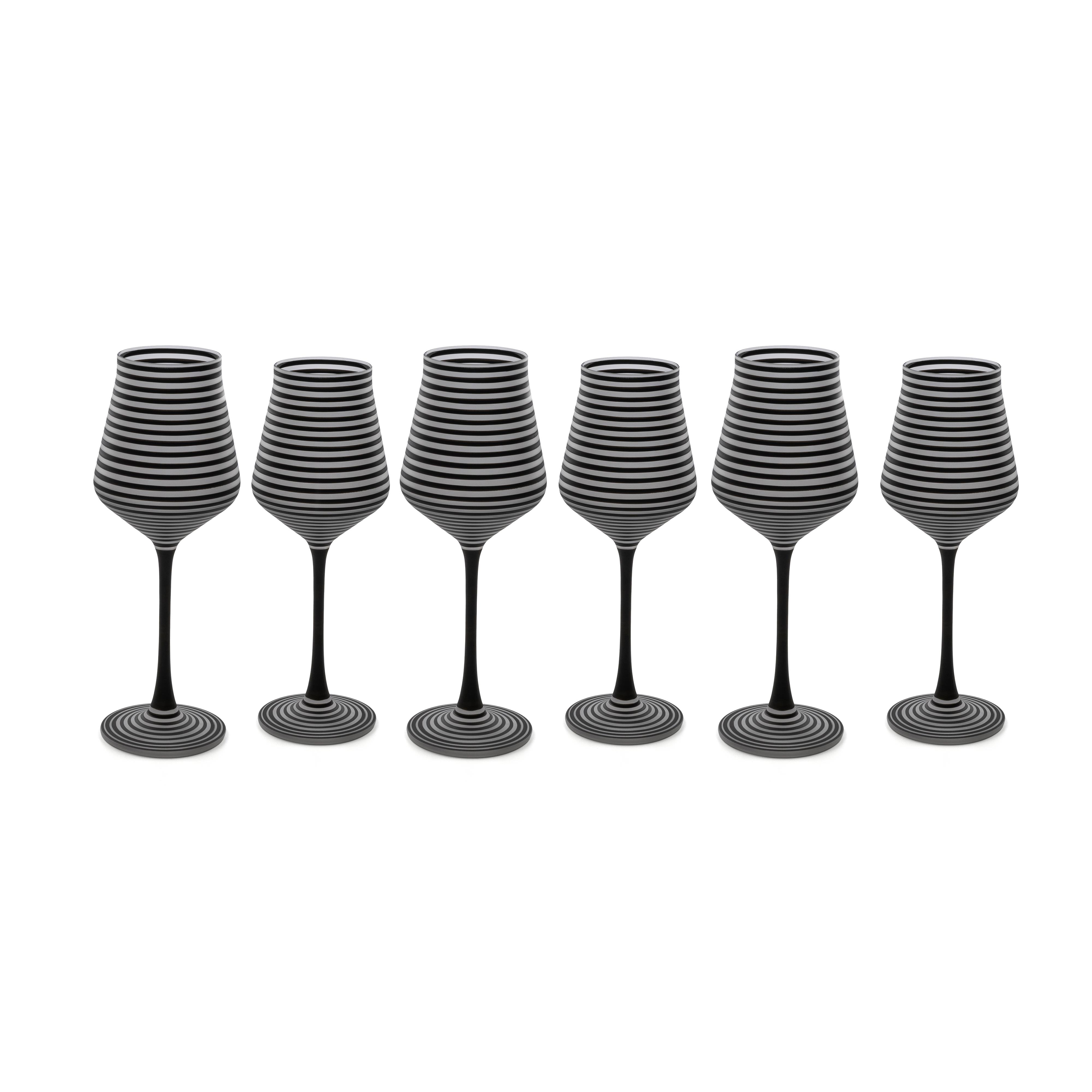 Modern Tasarımlı Çizgili 6lı Kadeh Seti