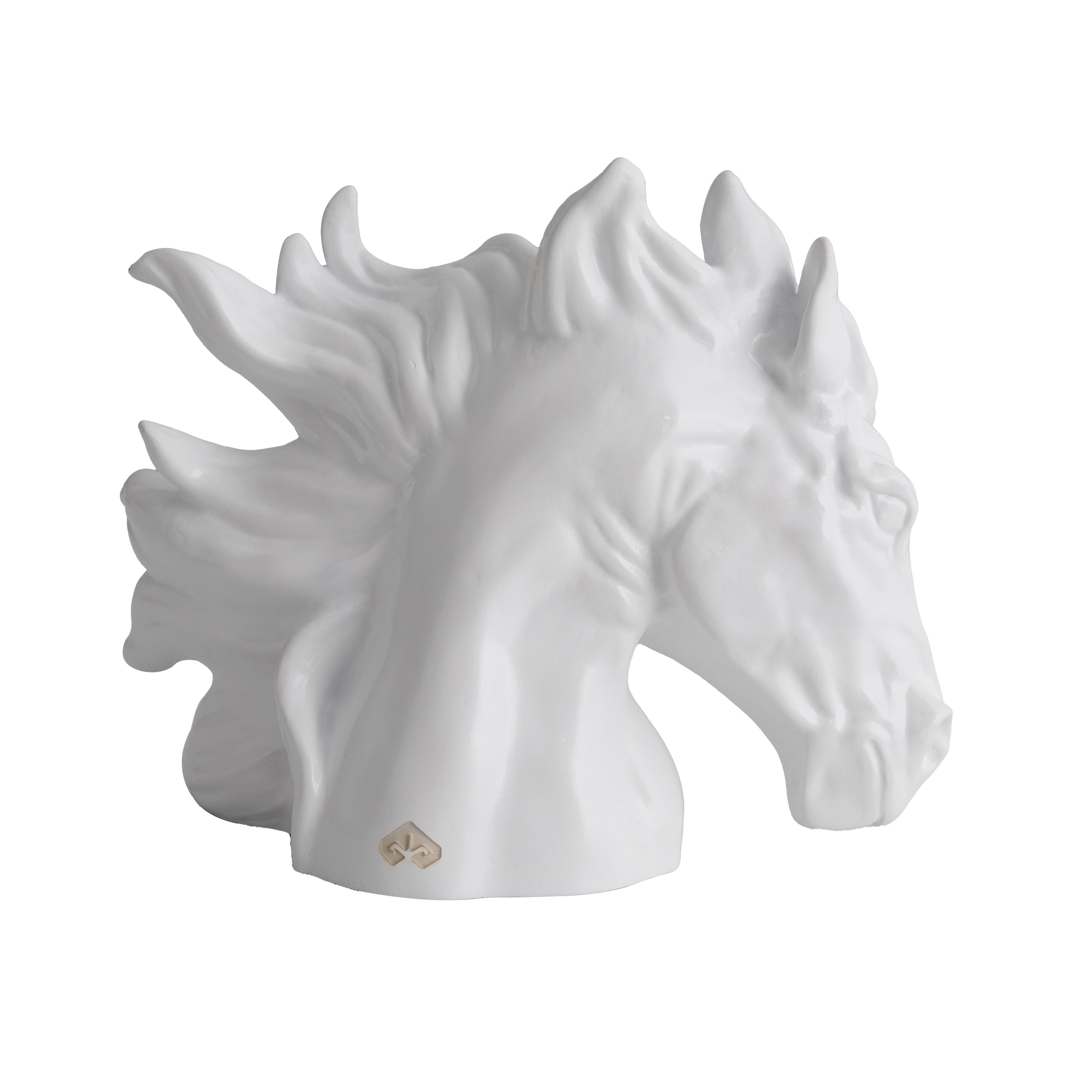 Dekoratif At Başı Biblo- Beyaz