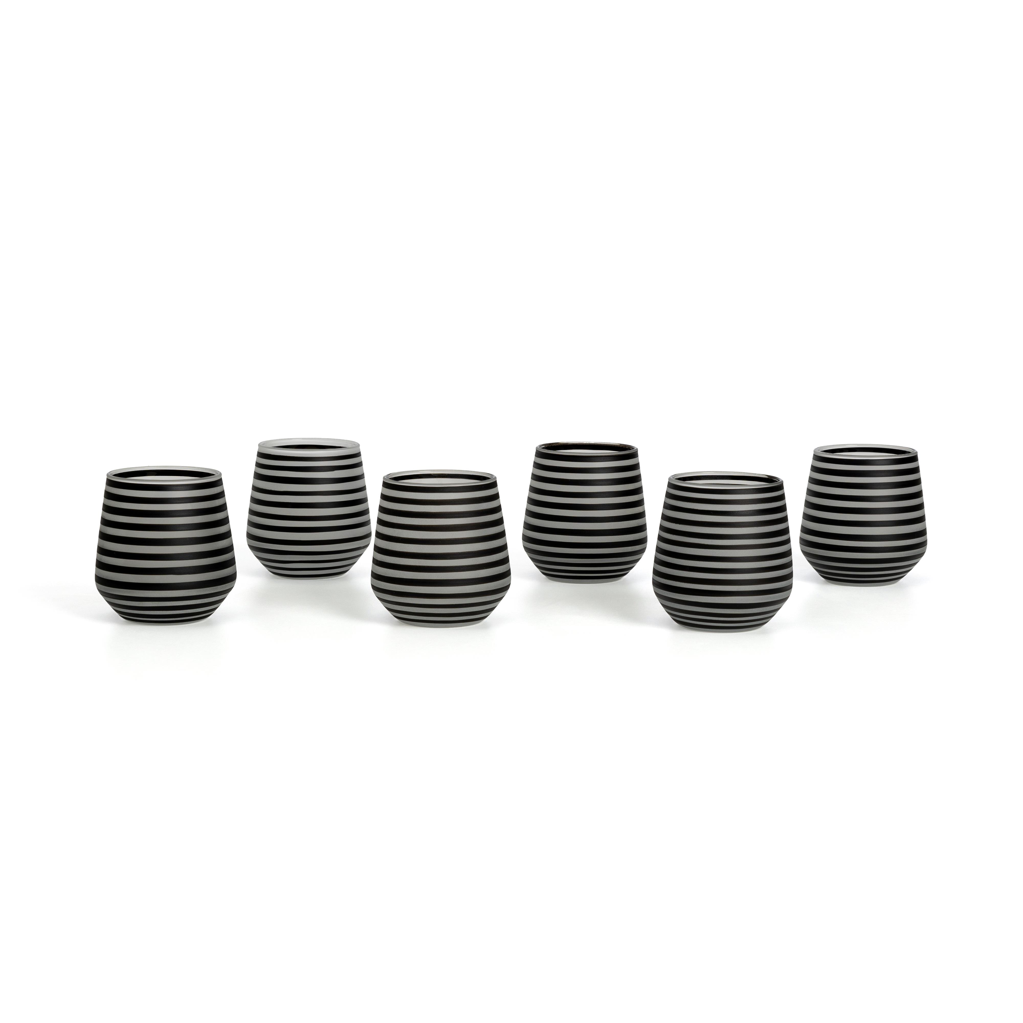 Modern Tasarımlı Çizgili 6lı Kahve Yanı Mini İkram Bardağı Seti