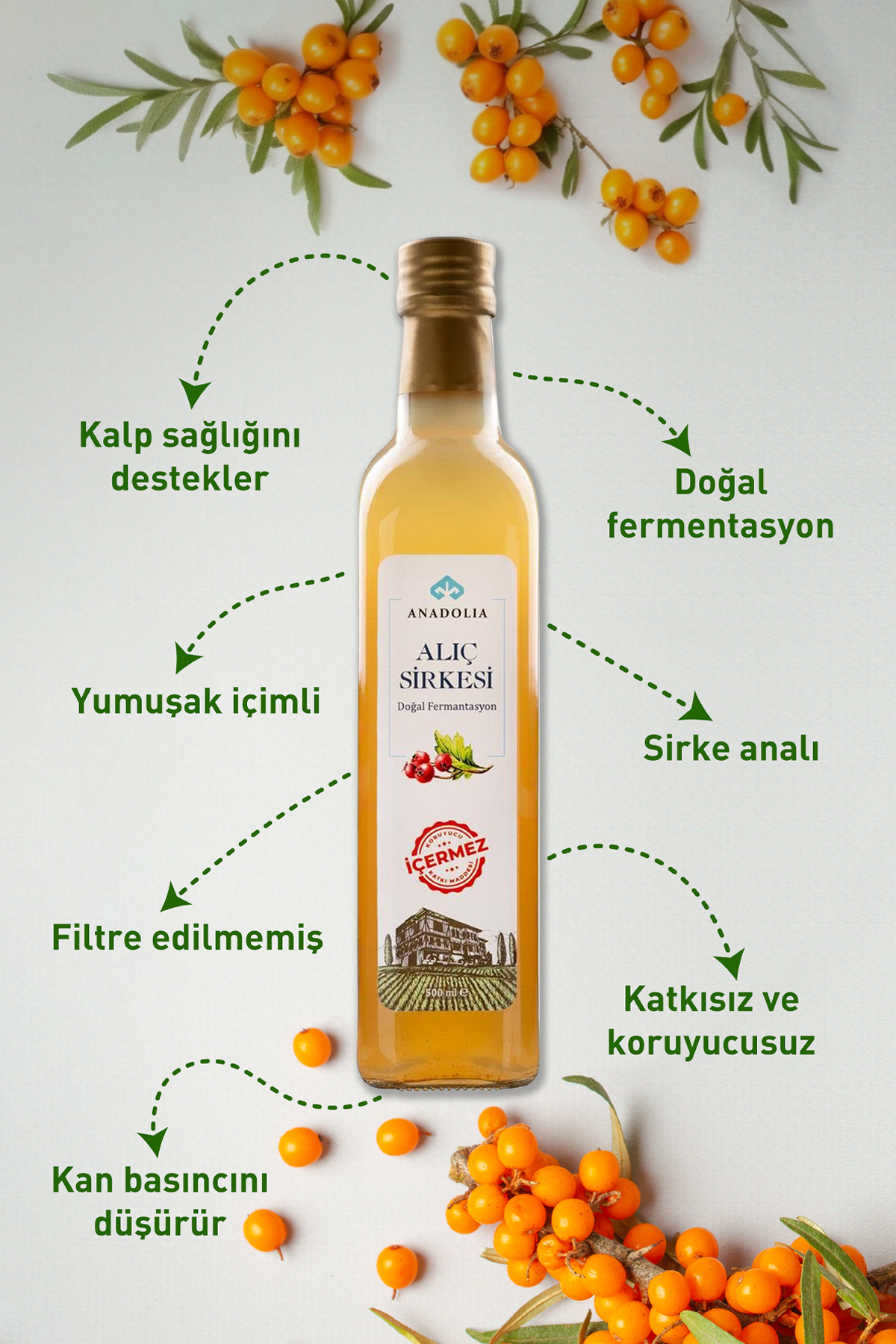 Alıç Sirkesi Doğal Fermantasyon 500 ml
