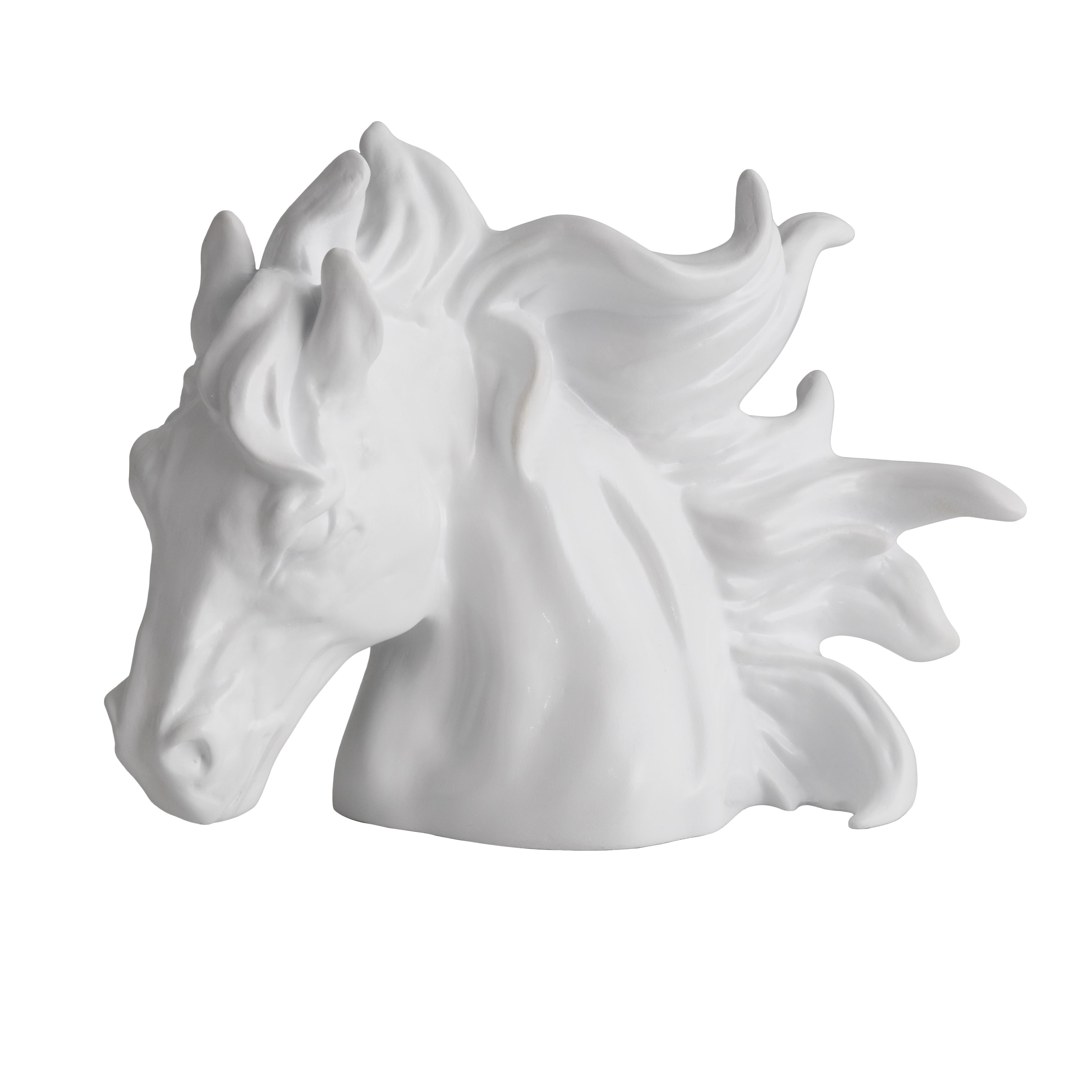 Dekoratif At Başı Biblo- Beyaz