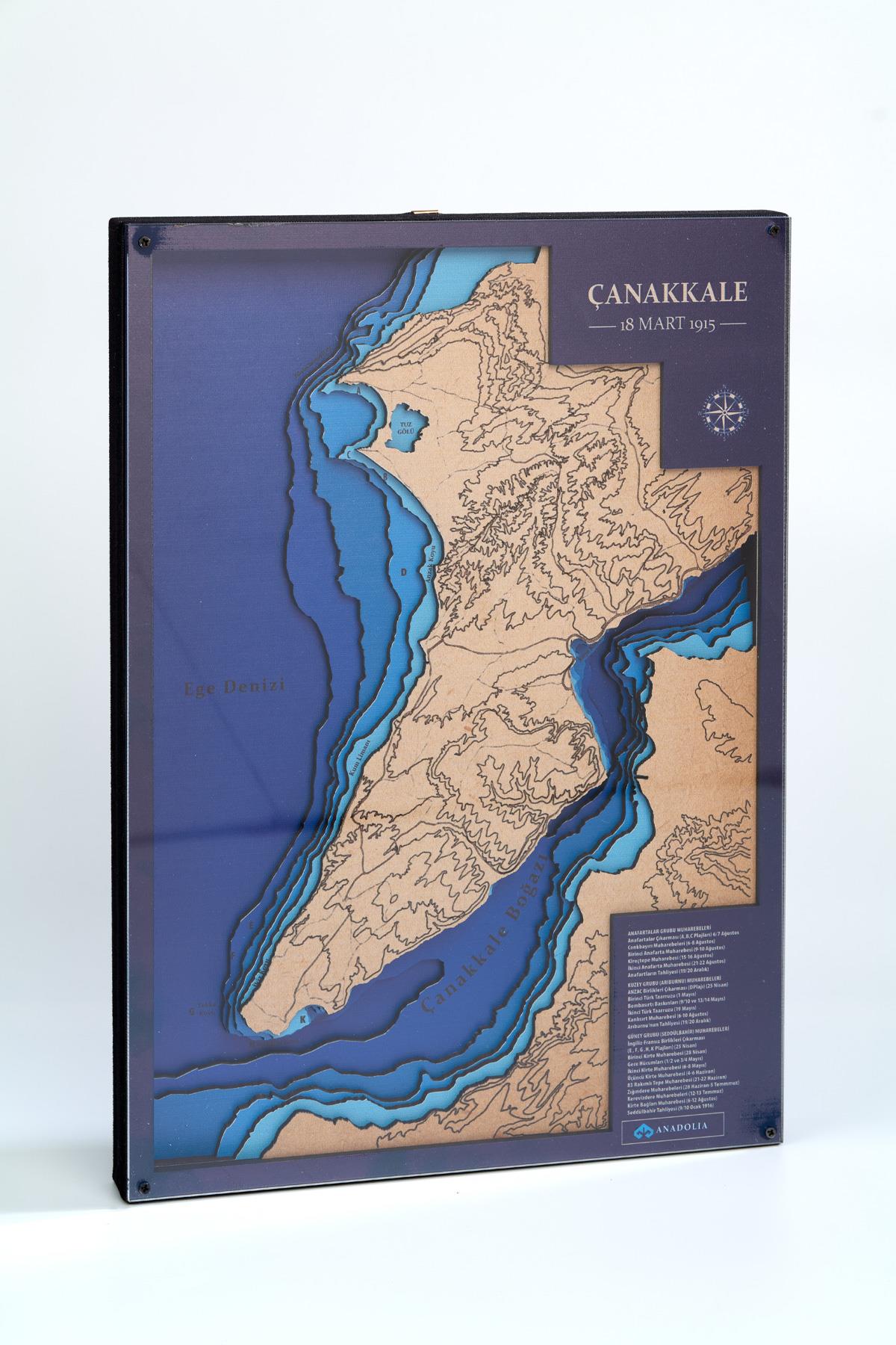 Çanakkale Savaş Haritası Ahşap Duvar Panosu