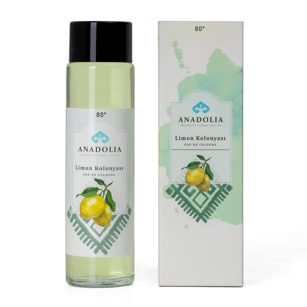 Anadolia Limon Kokulu 80° Cam Şişe Kolonya 180 ml
