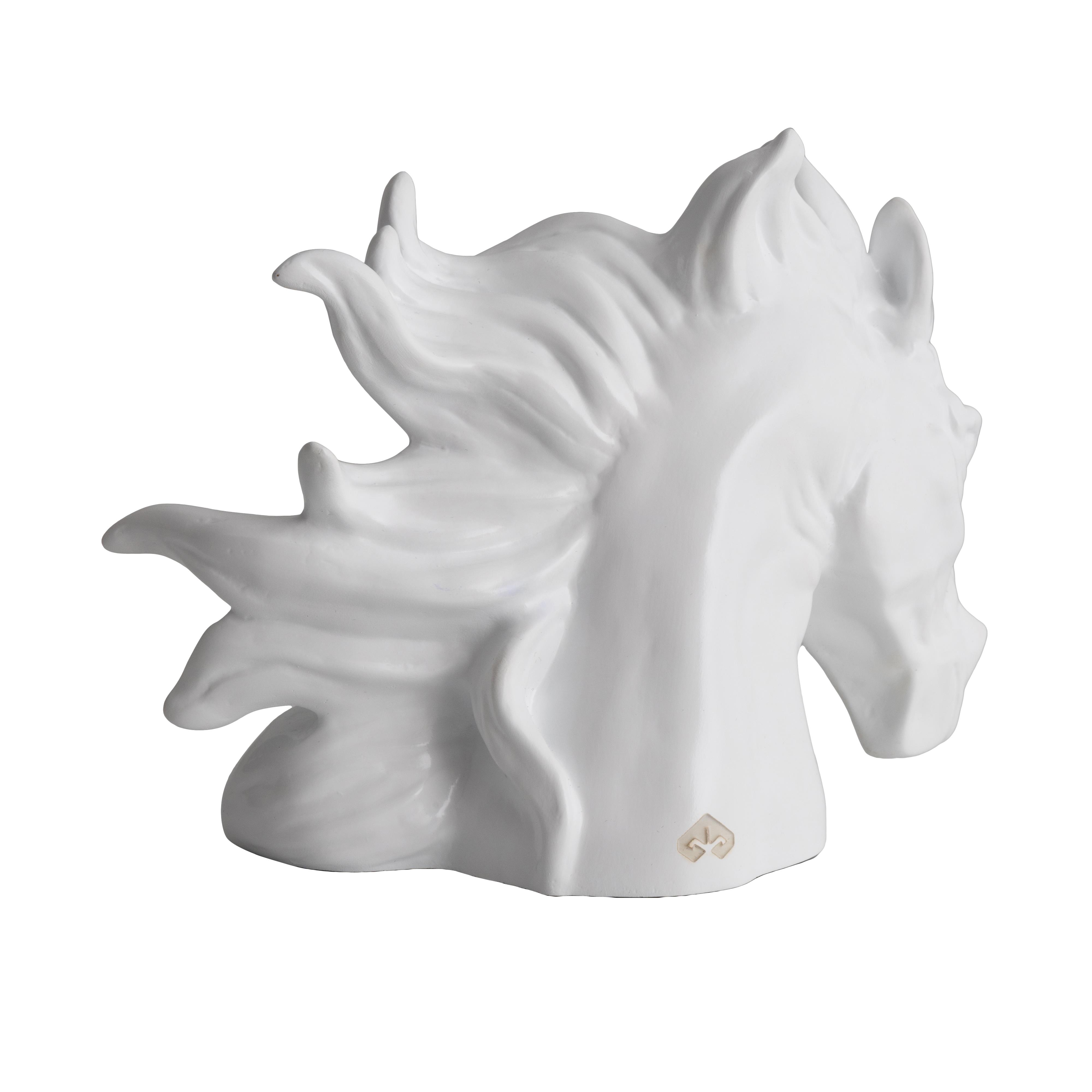 Dekoratif At Başı Biblo- Beyaz