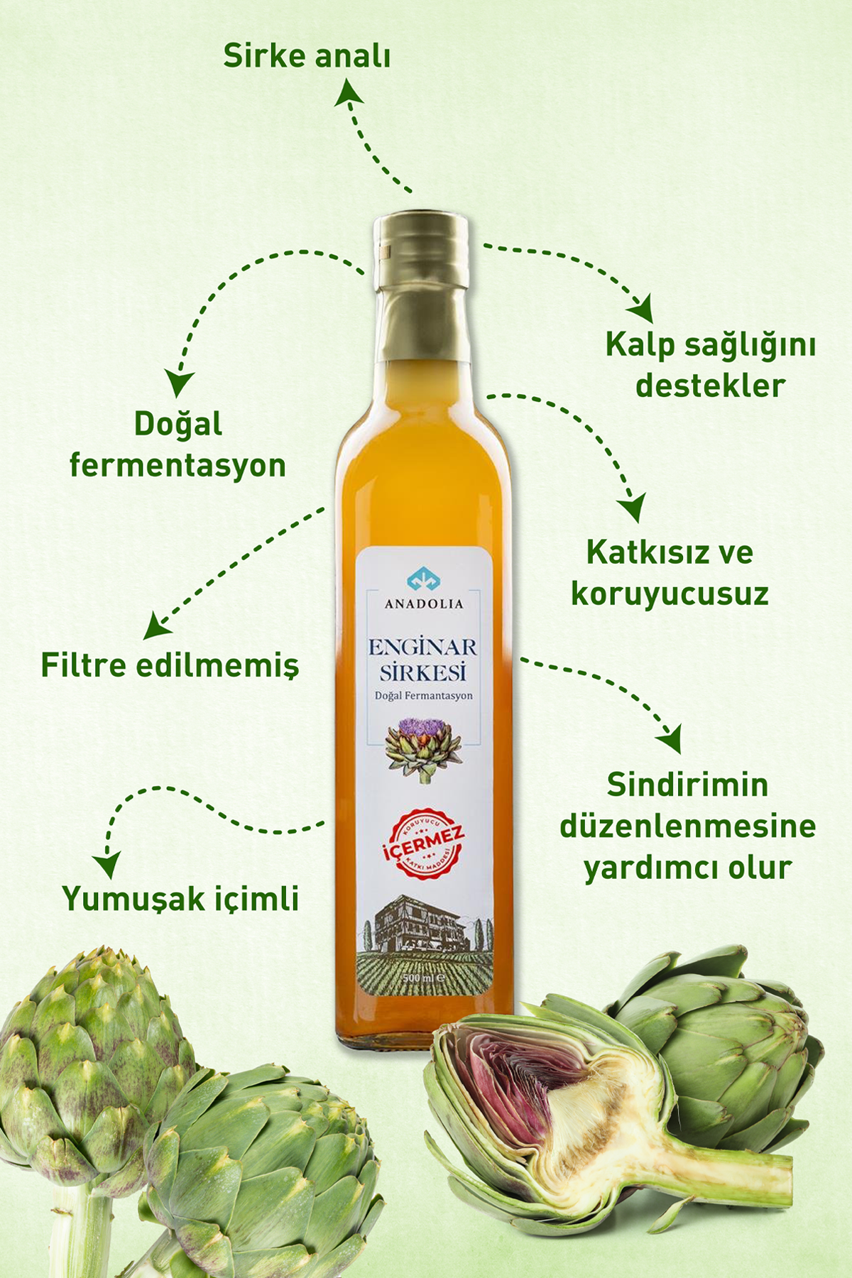 Enginar Sirkesi Doğal Fermantasyon 500 ml