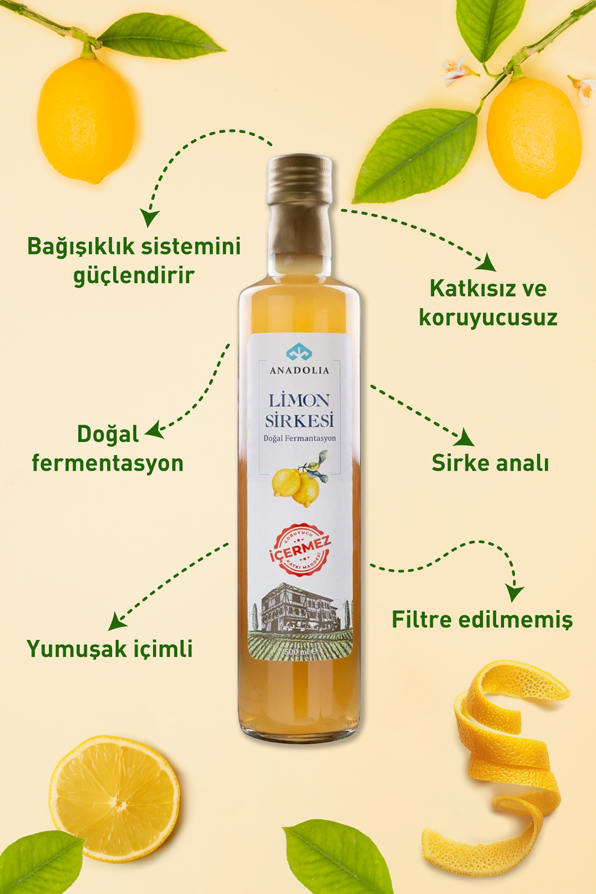 Limon Sirkesi Doğal Fermantasyon 500 ml