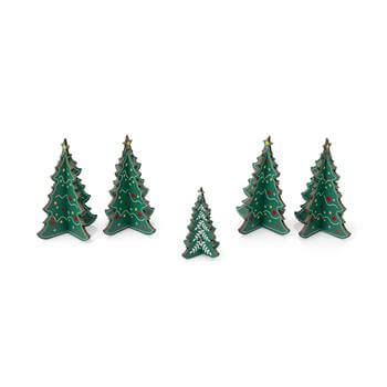 Çam Ağaçları Asılabilir Ahşap 6lı Yılbaşı Süsleri