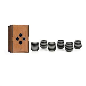 Modern Tasarımlı Çizgili 6lı Kahve Yanı Mini İkram Bardağı Seti