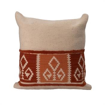 El Dokuması Kök Boya Eli Belinde Desenli Yün Kilim Kırlent