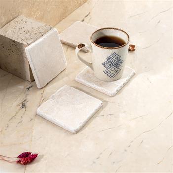 Baskısız Boyanabilir Traverten Doğal Taş 4lü Bardak AltlığıBaskısız Boyanabilir Traverten Doğal Taş 4lü Bardak Altlığı