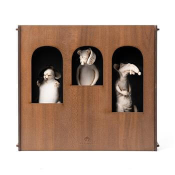 Fareler ve Şans Ahşap Kutulu Dekoratif Biblo