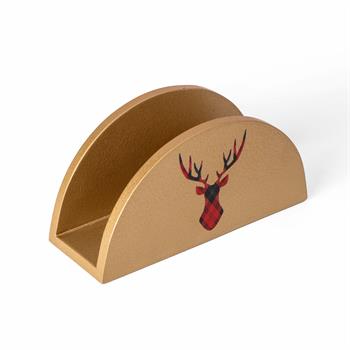 Geyik Desenli Ahşap Peçetelik