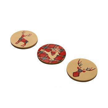 Geyik Desenli 3lü Bardak Altlığı