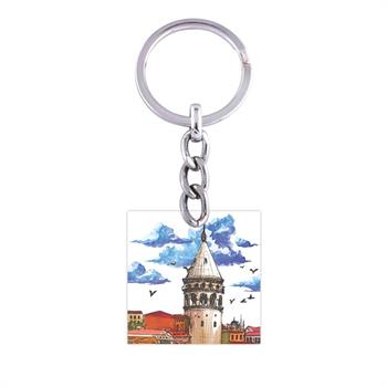 Galata Kulesi ve Bulut Pleksi Anahtarlık