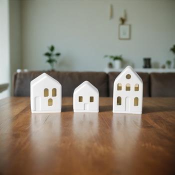 Dekoratif 3lü Ev Tealight Mumluk & Obje