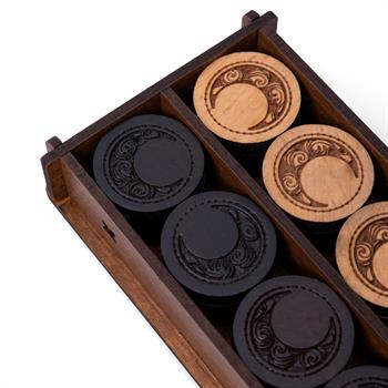 3 Numara Ay Desenli Tavla Pulu ve 2li Zar Takımı