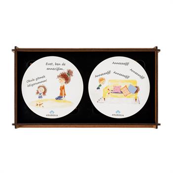 Anneler Gününe Özel Ahşap Kutulu 6lı Bardak Altlığı