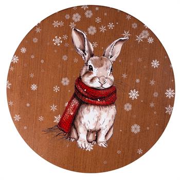 Tavşan Desenli 6 Kişilik Ahşap Supla Seti