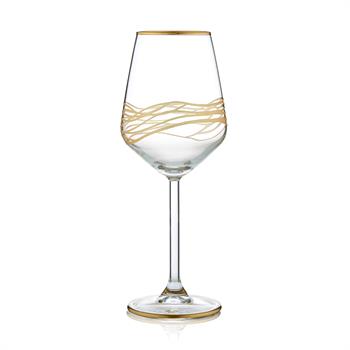 Dalgalı Motifli Cam Şarap Kadehi 6lı Set