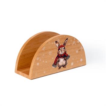 Tavşan Desenli Ahşap Peçetelik