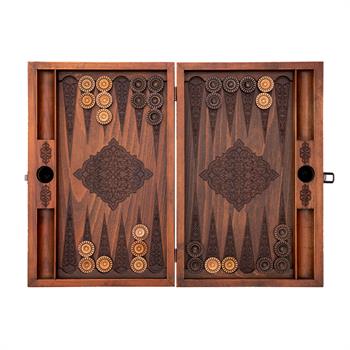 Rumi Desenli Ahşap Tavla