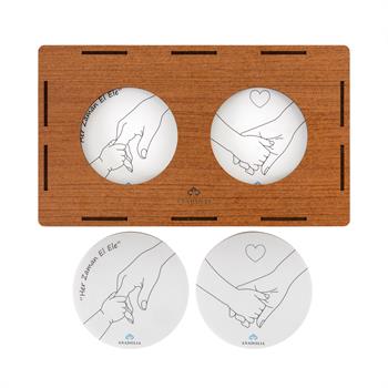 Anneler Gününe Özel Ahşap Kutulu 2li Bardak Altlığı