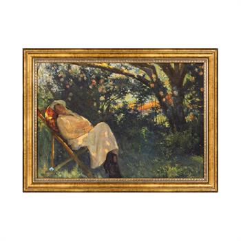 Nazmi Ziya Güran Şezlongda Pembeli Kadın Tablo