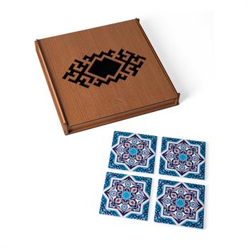 İznik Çini Desenli 4lü Seramik Bardak Altlığı