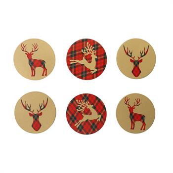 Geyik Desenli 6lı Bardak Altlığı