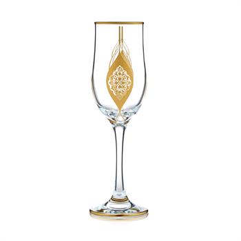 Yaprak Desenli Cam Şampanya Bardağı 6lı Set