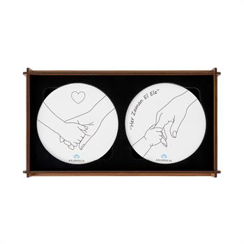 Anneler Gününe Özel Ahşap Kutulu 2li Bardak Altlığı