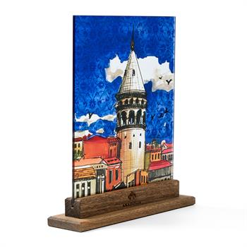 Galata Kulesi ve Gökyüzü Büyük Boy Dekoratif Cam Obje