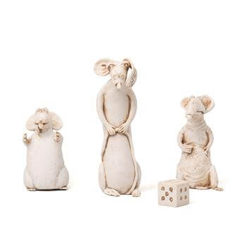 Fareler ve Şans Ahşap Kutulu Dekoratif Biblo