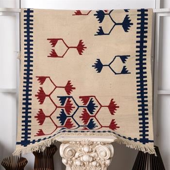 El Dokuması Saç Bağı Desenli Kök Boya Kilim