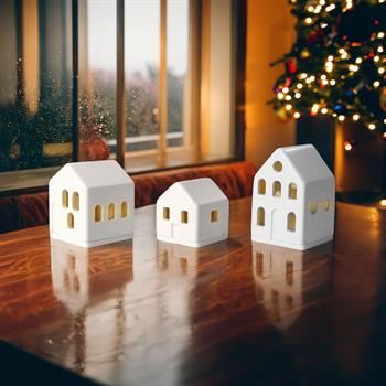 Dekoratif 3lü Ev Tealight Mumluk & Obje