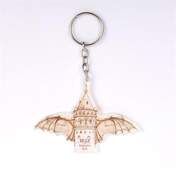 Kanatlı Galata Kulesi Pleksi Anahtarlık