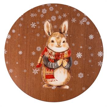 Tavşan Desenli 6 Kişilik Ahşap Supla Seti