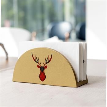 Geyik Desenli Ahşap Peçetelik