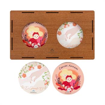 Anneler Gününe Özel Ahşap Kutulu 2li Masaüstü Obje