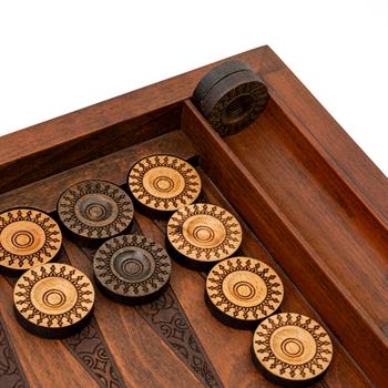 Ahşap Tavla Pulu Takımı ve 2li Zar Takımı