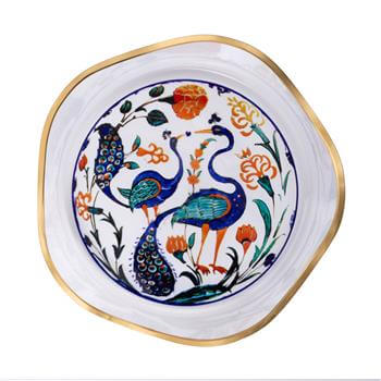 Tavus Kuşu Motifli Cam Kase