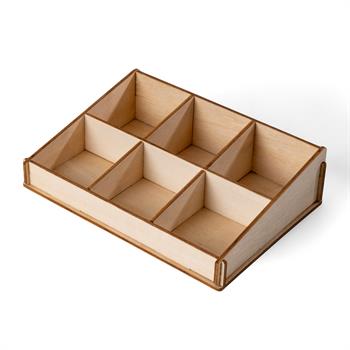 Ahşap Poşet Çay Saklama Kutusu 6 Bölmeli