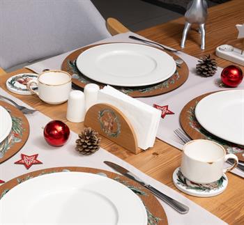 Anne ve Bebek Geyik Desenli Ahşap Peçetelik