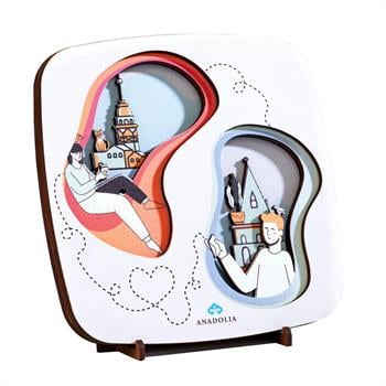 Kız Kulesi ve Galata Kulesi Aşkı Ahşap Pano