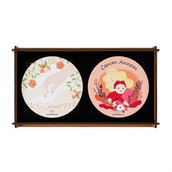 Anneler Gününe Özel Ahşap Kutulu 2li Masaüstü Obje