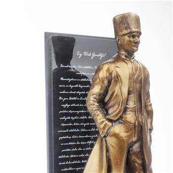 Ey Türk Gençliği Kaideli Mermerit Atatürk Heykeli