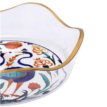 Tavus Kuşu Motifli Cam Kase